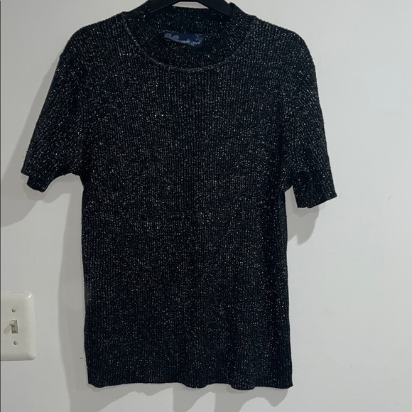 Susan Graver Black Metallic Knit Top - Picture 1 of 6